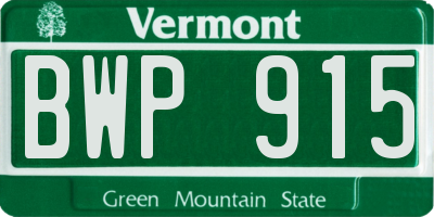 VT license plate BWP915