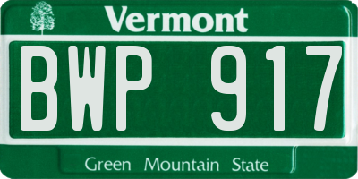 VT license plate BWP917