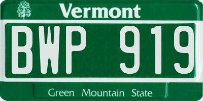 VT license plate BWP919