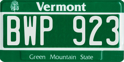VT license plate BWP923