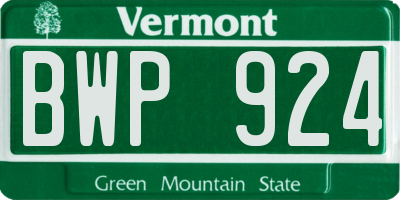 VT license plate BWP924