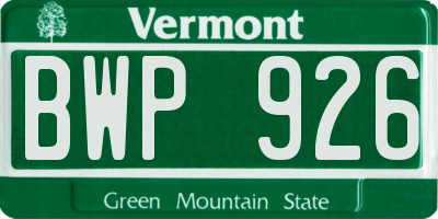 VT license plate BWP926