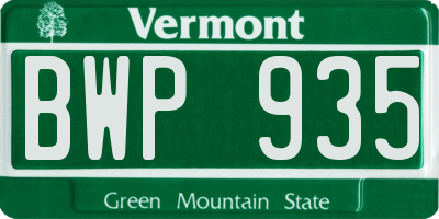 VT license plate BWP935