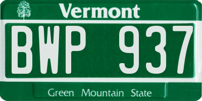 VT license plate BWP937