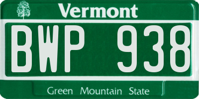 VT license plate BWP938