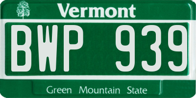 VT license plate BWP939