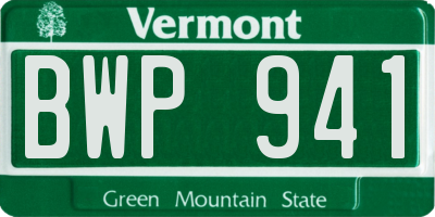 VT license plate BWP941