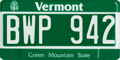 VT license plate BWP942