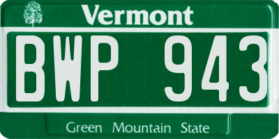VT license plate BWP943