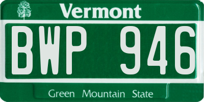 VT license plate BWP946
