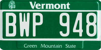 VT license plate BWP948