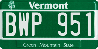 VT license plate BWP951