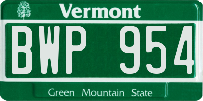 VT license plate BWP954