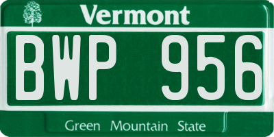 VT license plate BWP956