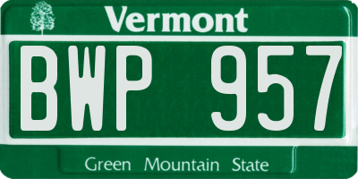 VT license plate BWP957