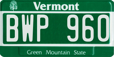 VT license plate BWP960
