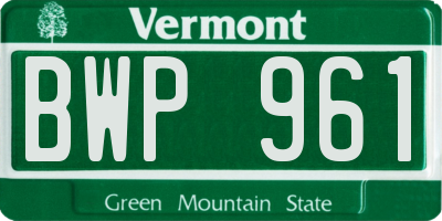 VT license plate BWP961