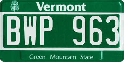 VT license plate BWP963