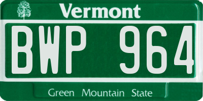 VT license plate BWP964