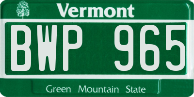 VT license plate BWP965