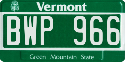 VT license plate BWP966