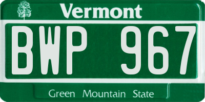 VT license plate BWP967