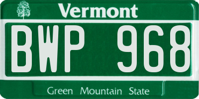 VT license plate BWP968