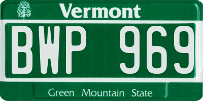 VT license plate BWP969
