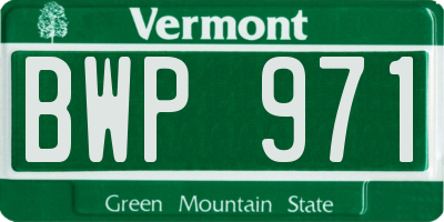 VT license plate BWP971