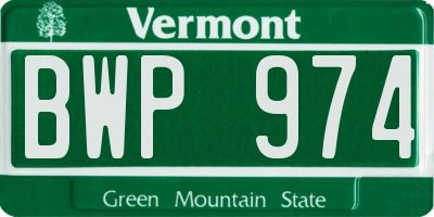 VT license plate BWP974