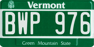 VT license plate BWP976