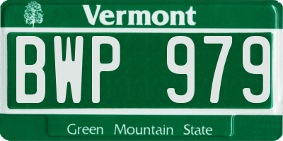 VT license plate BWP979