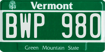 VT license plate BWP980