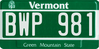 VT license plate BWP981