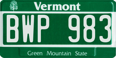 VT license plate BWP983
