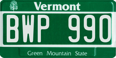 VT license plate BWP990
