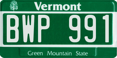 VT license plate BWP991