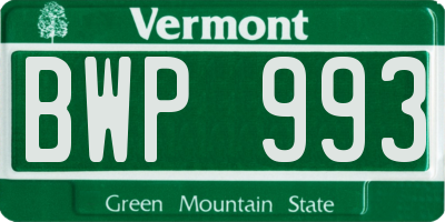 VT license plate BWP993