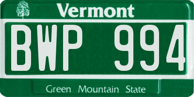 VT license plate BWP994