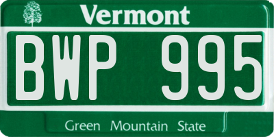 VT license plate BWP995