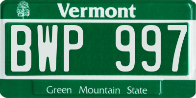 VT license plate BWP997