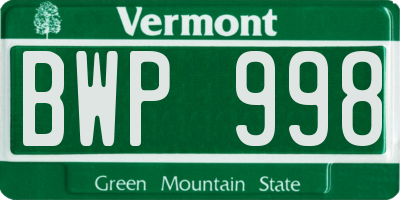 VT license plate BWP998
