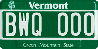 VT license plate BWQ000