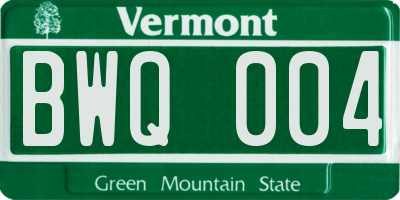 VT license plate BWQ004