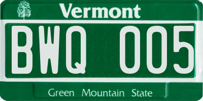 VT license plate BWQ005