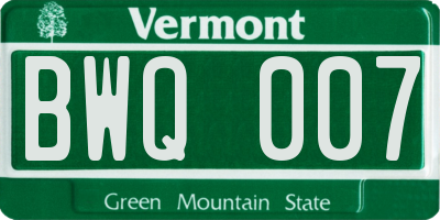 VT license plate BWQ007