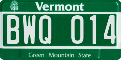 VT license plate BWQ014