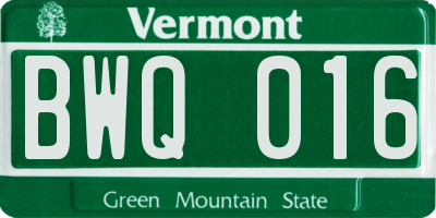 VT license plate BWQ016