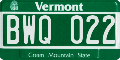 VT license plate BWQ022