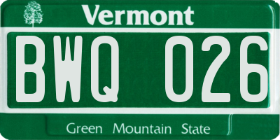 VT license plate BWQ026